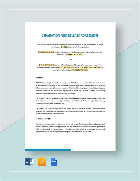 Separation Agreement and General Release Form に対する画像結果