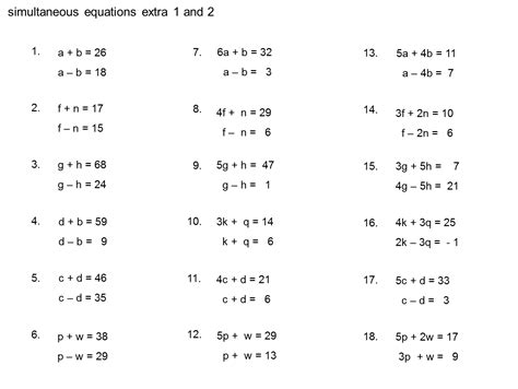 Toradh íomhá ar Simultaneous Equations Questions