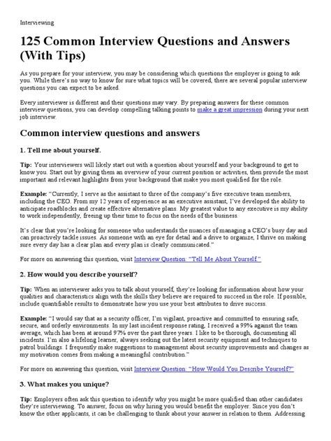 Image result for Interview Questions and Answers PDF