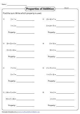 Image result for Properties of Addition Worksheet for Class 4th