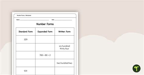 Image result for Number Forms Worksheet