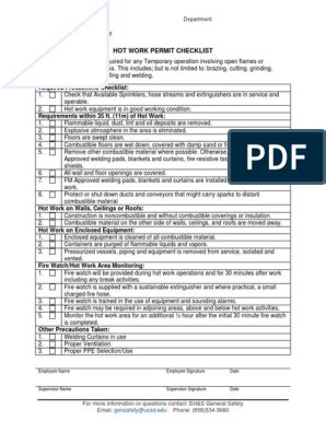 Hot Work Permit Form for Welding に対する画像結果