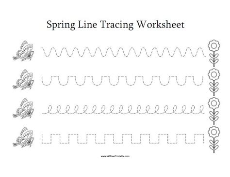 Toradh íomhá ar Spring Line Tracing Worksheets