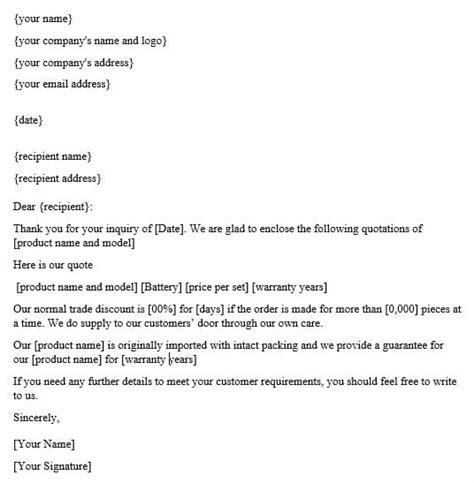 Image result for Sample Quotation Letter Format