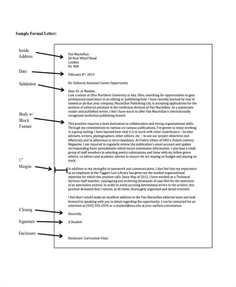Toradh íomhá ar Sample Formal Letter Example