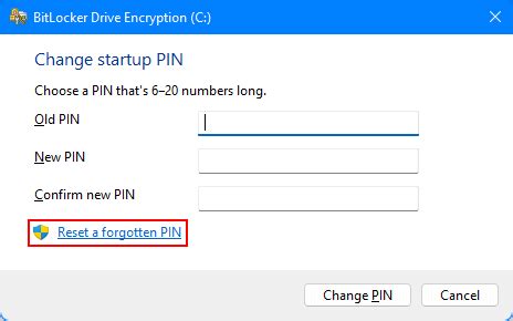 BitLocker PIN Forgotten に対する画像結果