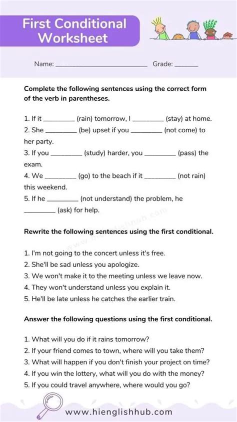 Afbeeldingsresultaten voor First Conditional Form Worksheet for Kids