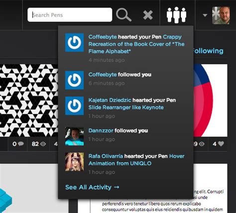 Recent Activities HTML CodePen に対する画像結果