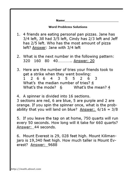 Image result for Math Word Problems with Solutions
