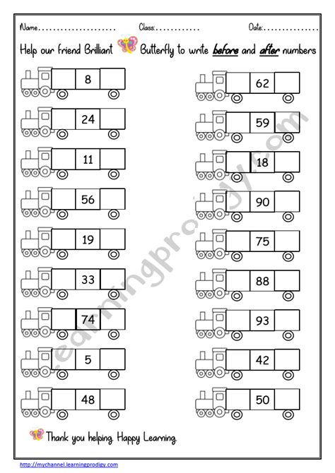 Before and After Numbers Worksheet に対する画像結果