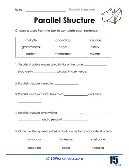 Image result for Parallel Structure for Kids Worksheet