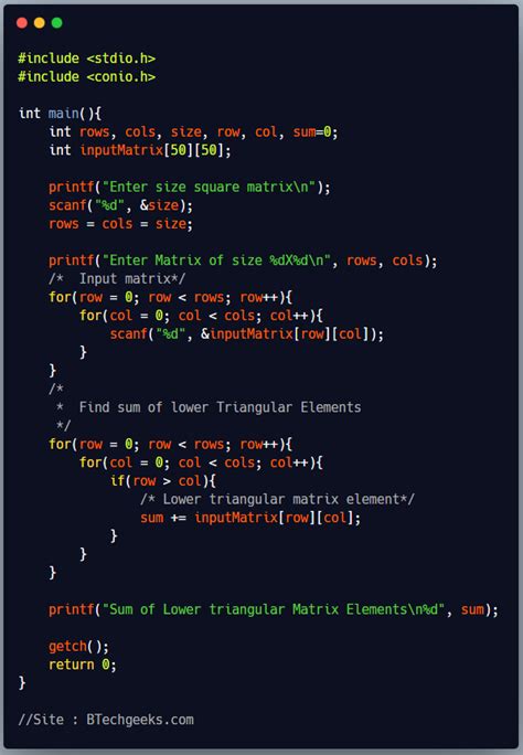 Toradh íomhá ar Addition of Matrix C Program