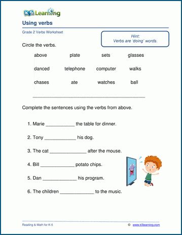 Image result for Verb Worksheets Grade 2
