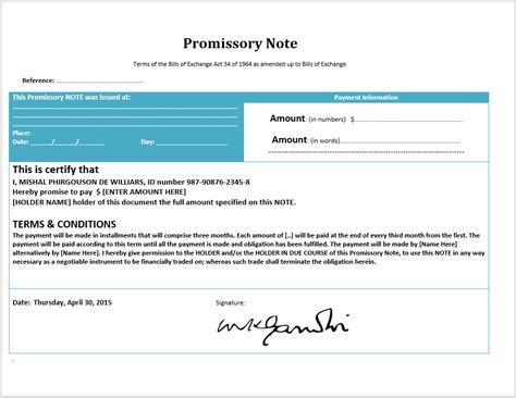 Toradh íomhá ar Promissory Note Sample for Requirements