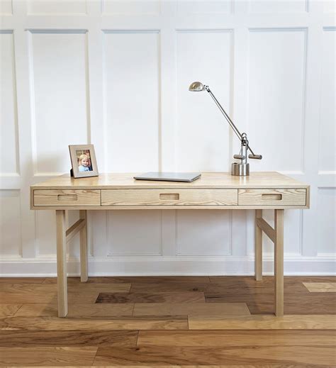 Tre Solid Wood Modern Deskash Wood - Etsy