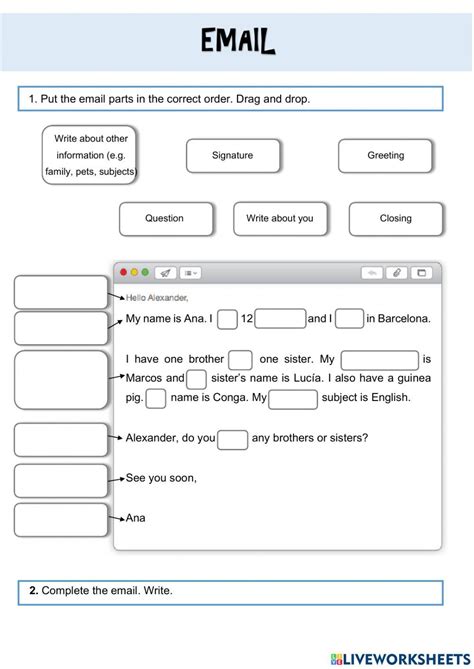 Image result for Email Writing ESL Worksheets