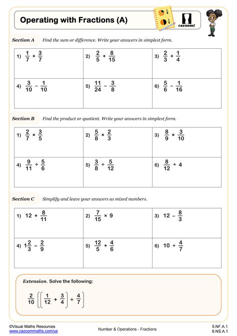 Multiplication Fraction Worksheets Grade 5 に対する画像結果