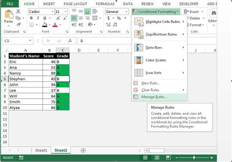 Toradh íomhá ar Conditional Formatting Excel Manage Rules