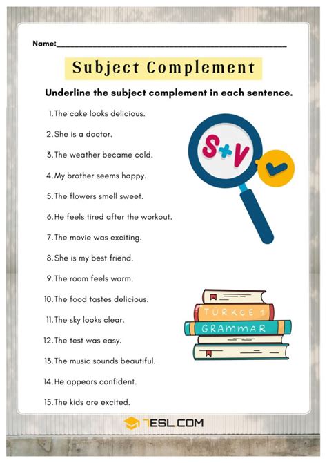 Image result for Subject Complement Worksheet