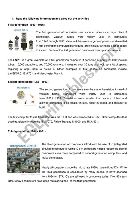 Résultat d’images pour Worksheet Based On Generation of Computer