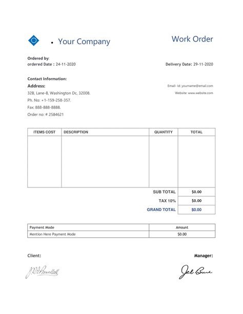 Image result for Printable Work Orders