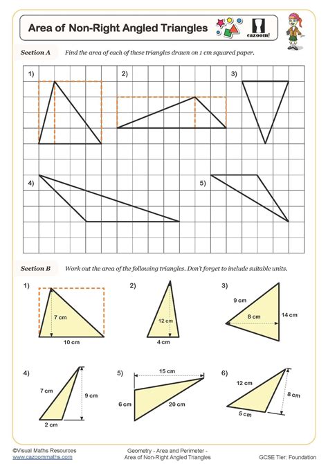 Area of 2D shapes Worksheet | Cazoom Maths Worksheets
