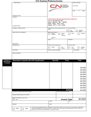 Image result for Proforma Customs Invoice