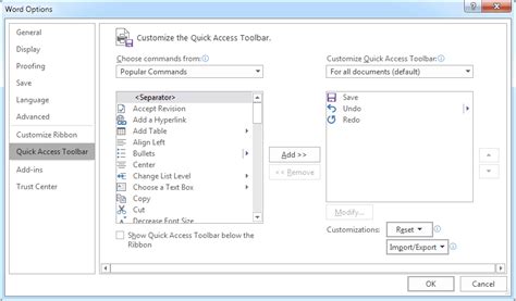 Image result for Access Toolbar Options
