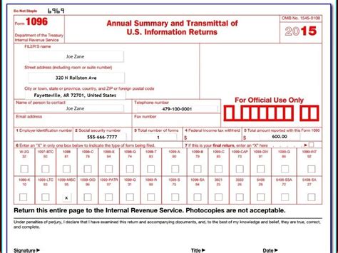 Irs 1096 Printable Form - Printable Forms Free Online