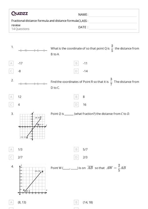 Distance Formula Worksheet に対する画像結果
