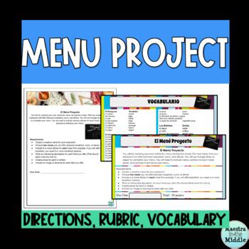 Image result for Language Arts Menu Project
