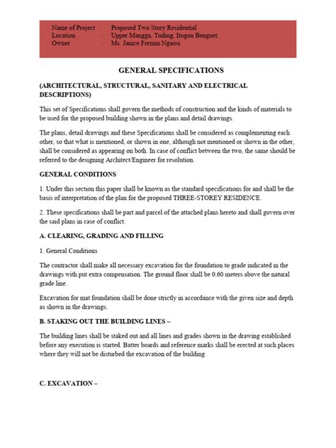 Image result for Sample Construction Specifications PDF