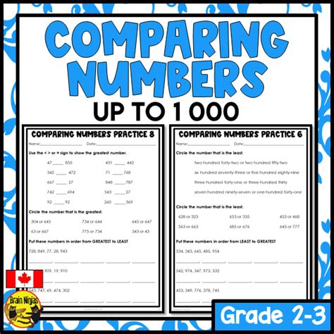 Toradh íomhá ar Comparing and Ordering Numbers Math Grade 1