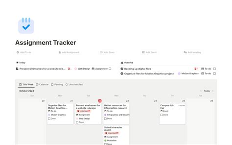 Afbeeldingsresultaten voor Notion Assignment Tracker Timeline