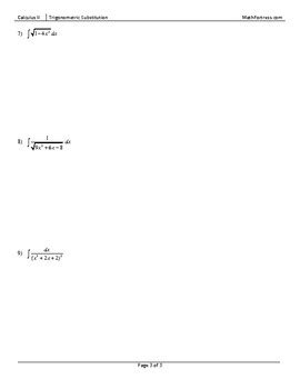 Image result for Trigonometric Substitution Sample Problems