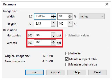 CorelDRAW Bitmaps Mode に対する画像結果