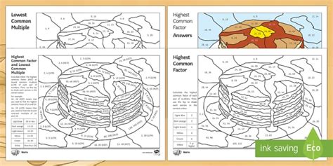 Image result for LCM and HCF Worksheet with Answers PDF