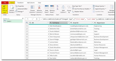 Power Query Merge Columns に対する画像結果