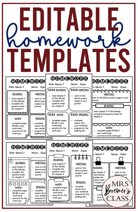 Image result for Editable Homework Template