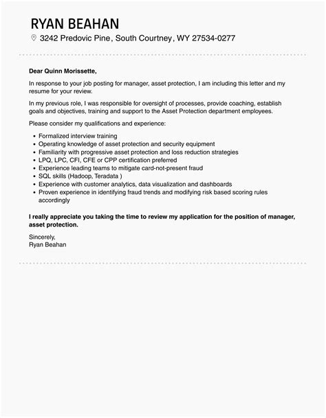 Image result for Cover Letter for Asset Protection Manager