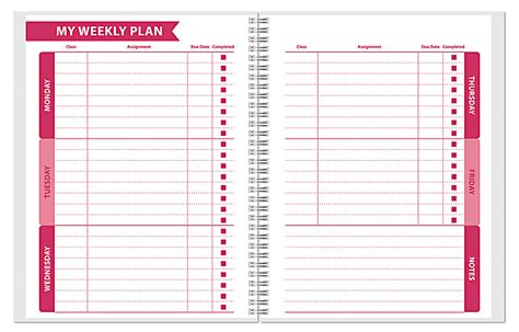 Image result for Assignment Notebook Template Weekly