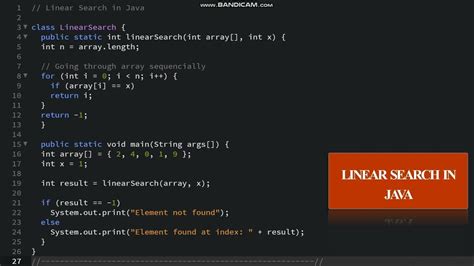 Image result for Linear Search Array Program in Java