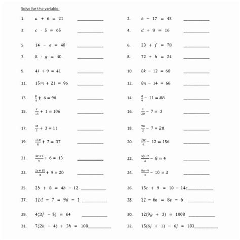 Image result for Multi-Step Linear Equations Worksheet