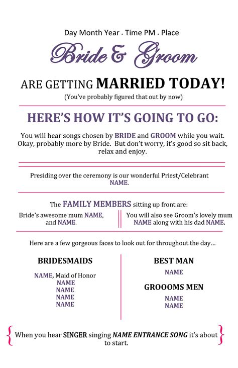 Image result for Wedding Program Wording