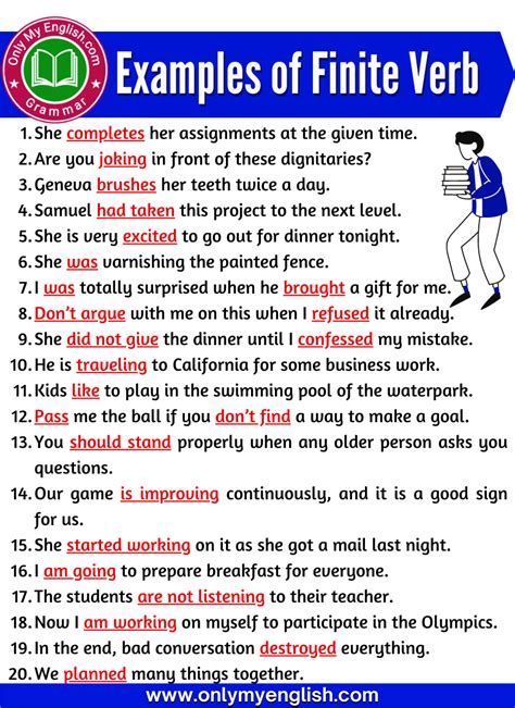 Image result for Finite Verb Examples