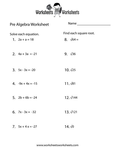 Pre Calculus Algebra Worksheet に対する画像結果