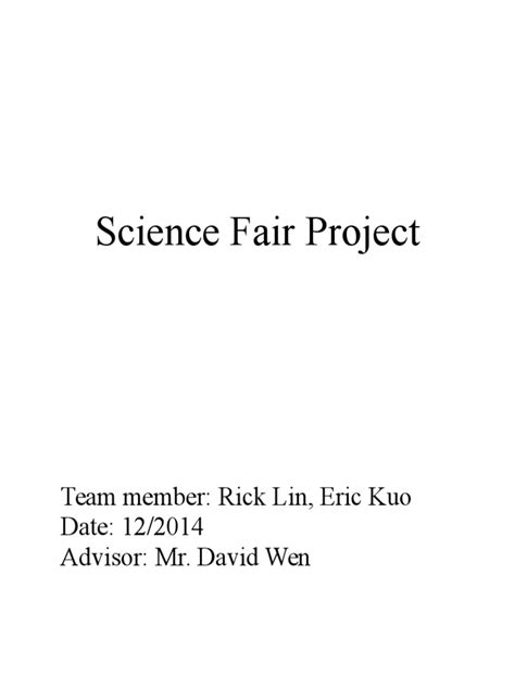 Afbeeldingsresultaten voor Science Fair Project Introduction Example