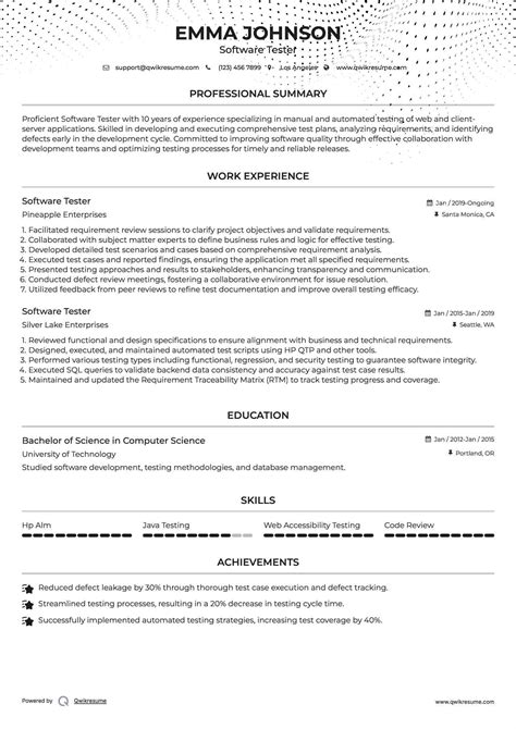 Scodeen Software Testing Resume に対する画像結果