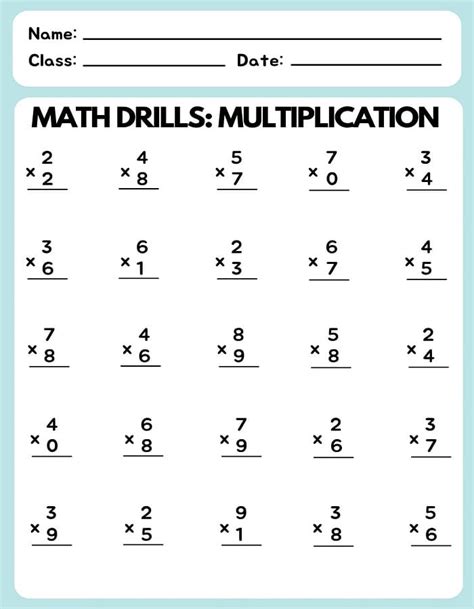 Toradh íomhá ar Free Math Worksheets Multiplication