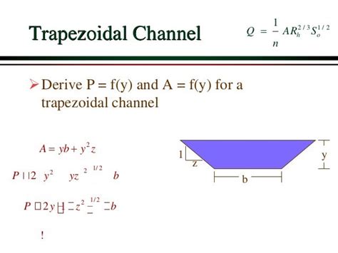 Image result for Trapezoidal Channel Formula